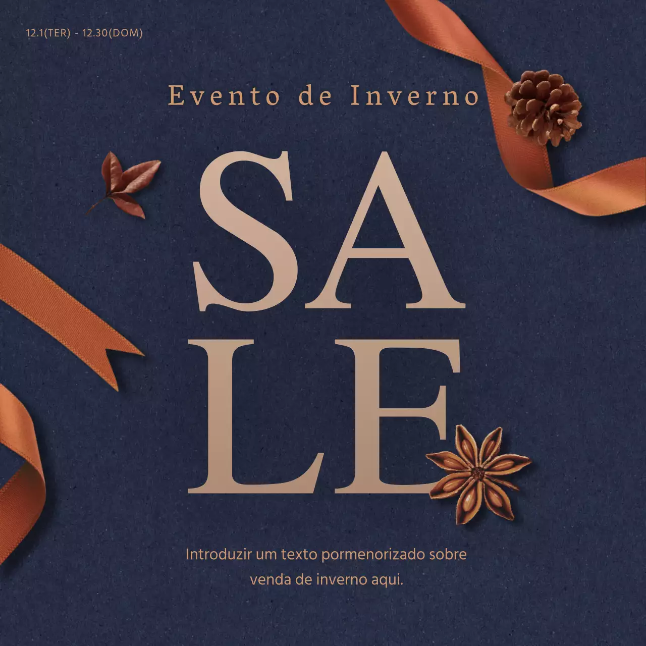 Promoção de inverno em azul-marinho e castanho