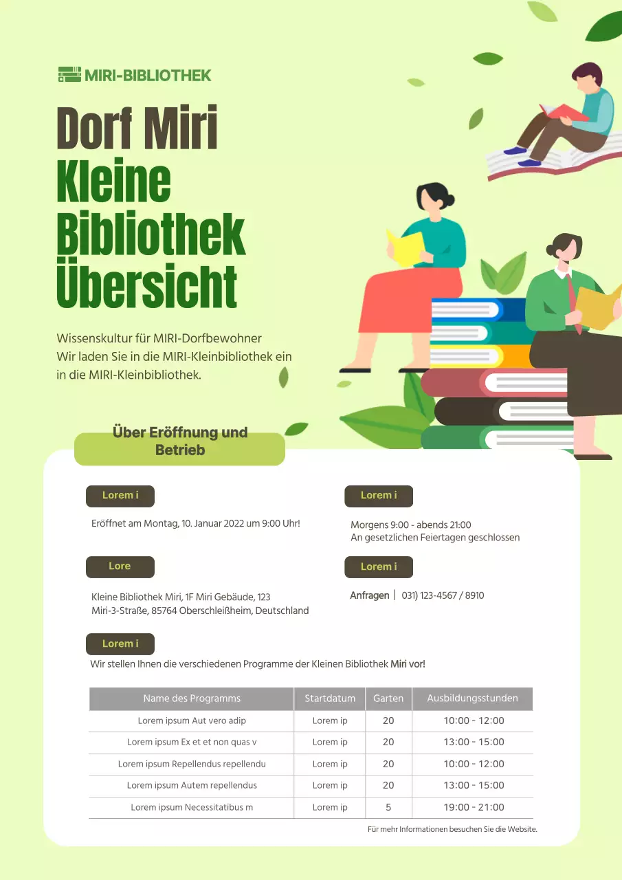 Greenbrowns Bibliothek Webposter