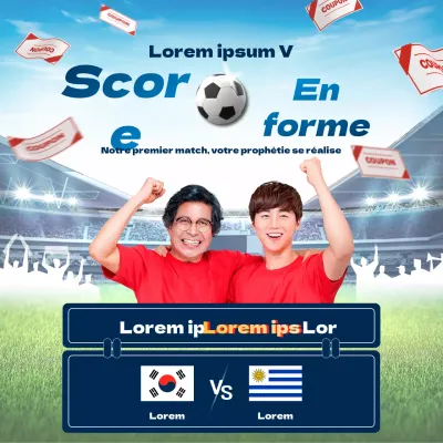 Thème de l'événement Coupe du monde bleu-rouge avec image photoréaliste dynamique et lumineuse