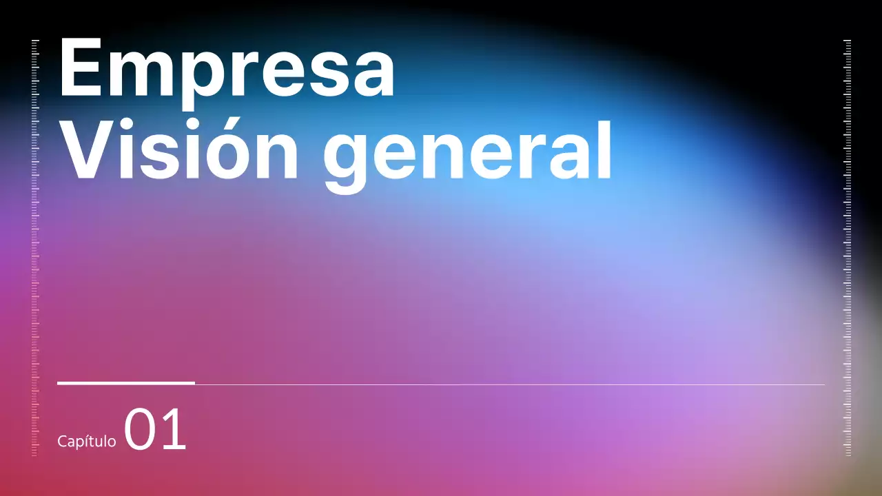 Presentación IR con gradiente negro, azul y rojo concepto de negocio