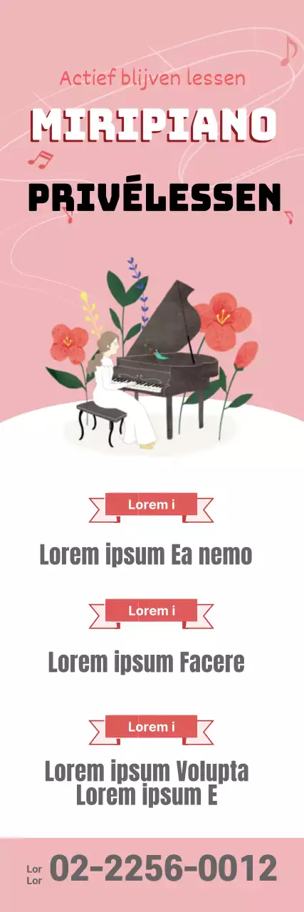 Roze illustratie nette pianoschool promotie