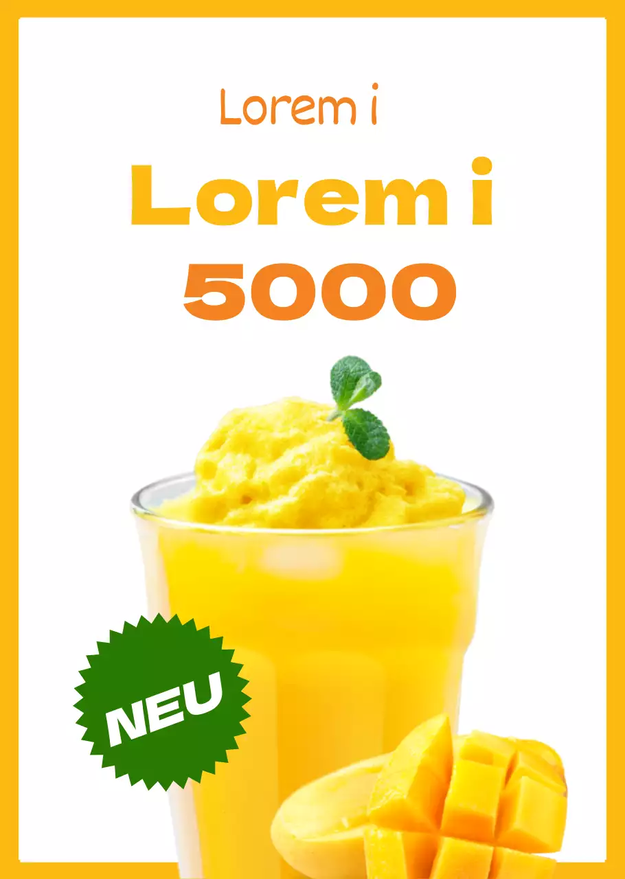 Mango-Smoothie mit einem einfachen Layout in Gelb