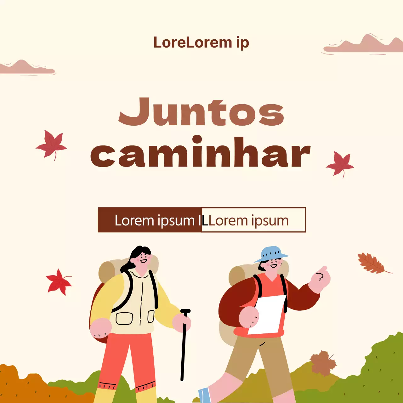 Modelo de guia para eventos de caminhadas em festivais de outono em bege e castanho