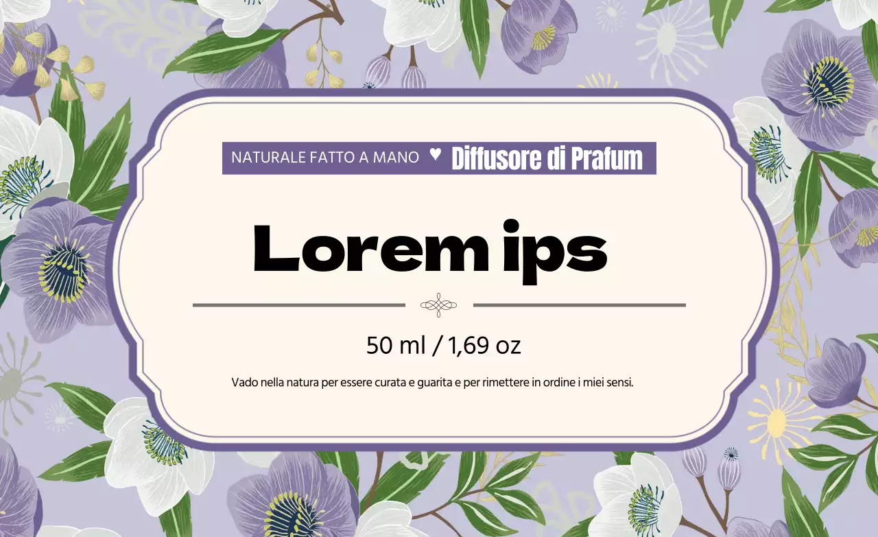 Etichetta di profumo vintage con illustrazione viola