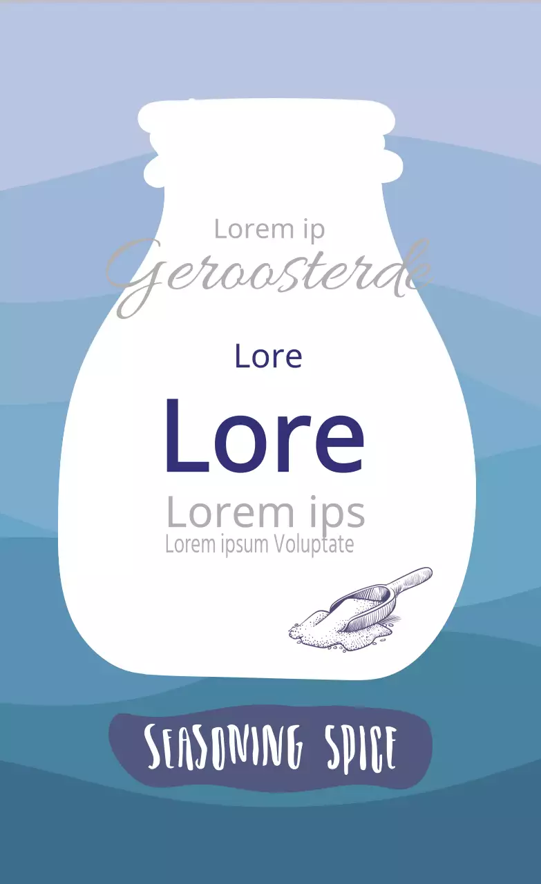 Blauw Patroon Netjes Voedsel Gebakken Zout Etiket