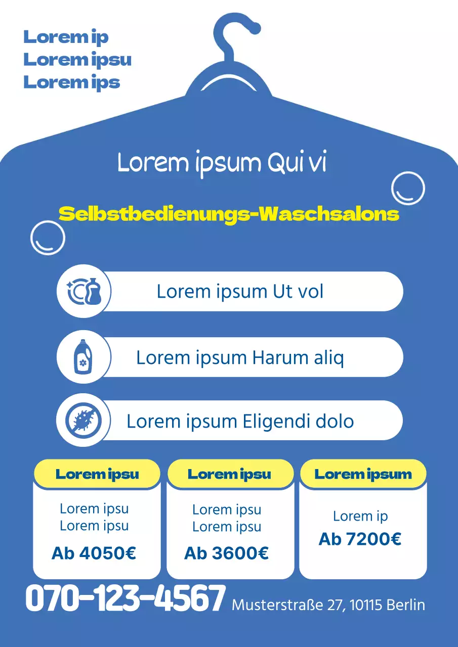 Blau-gelber Schriftzug Hervorgehobenes Symbol Werben Sie für Ihre Reinigungsmittel