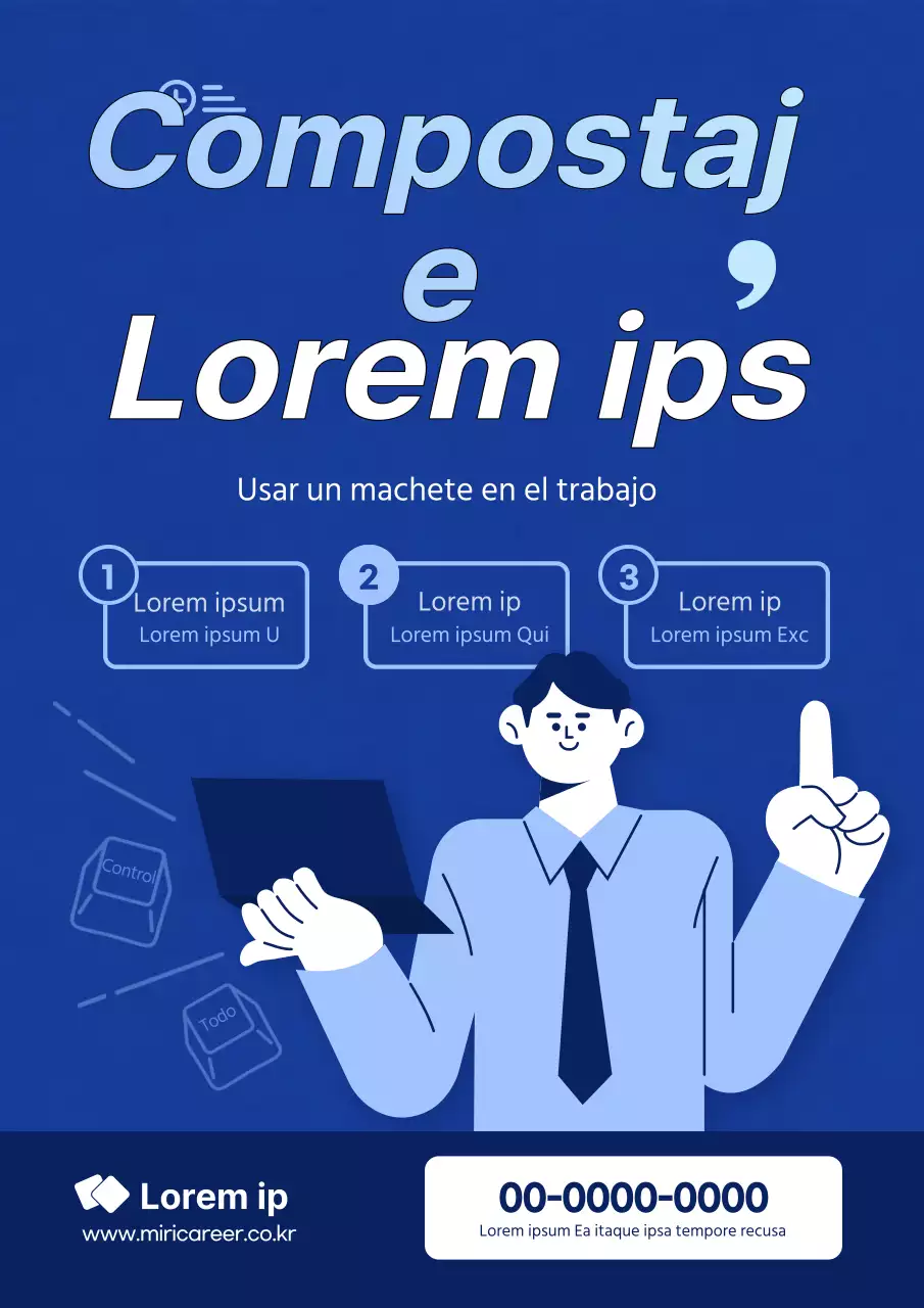 Ilustración sencilla en colores azul marino Webposter promocional del curso de habilidades prácticas en el lugar de trabajo