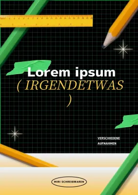 Artwork Briefpapier Marke mit grünen gelben Punkten auf einem schwarzen Hintergrund