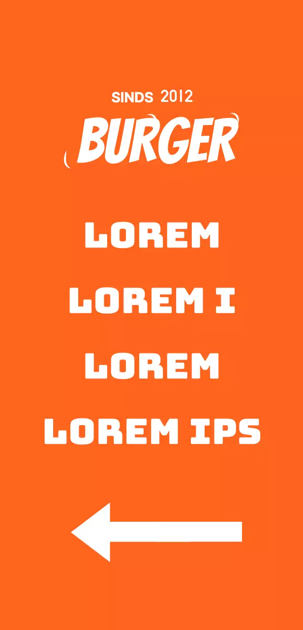 Uithangbord met een menu met een afbeelding van een hamburger op een oranje achtergrond