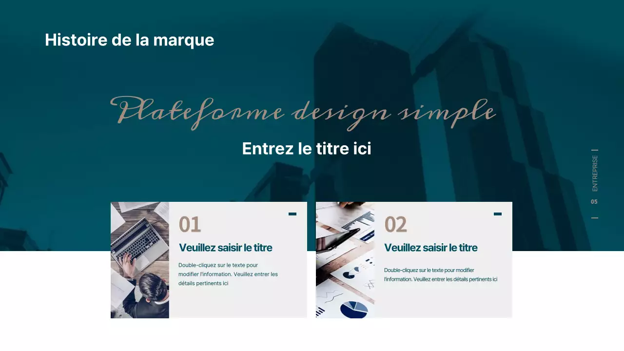 Proposition commerciale simple en turquoise et marron