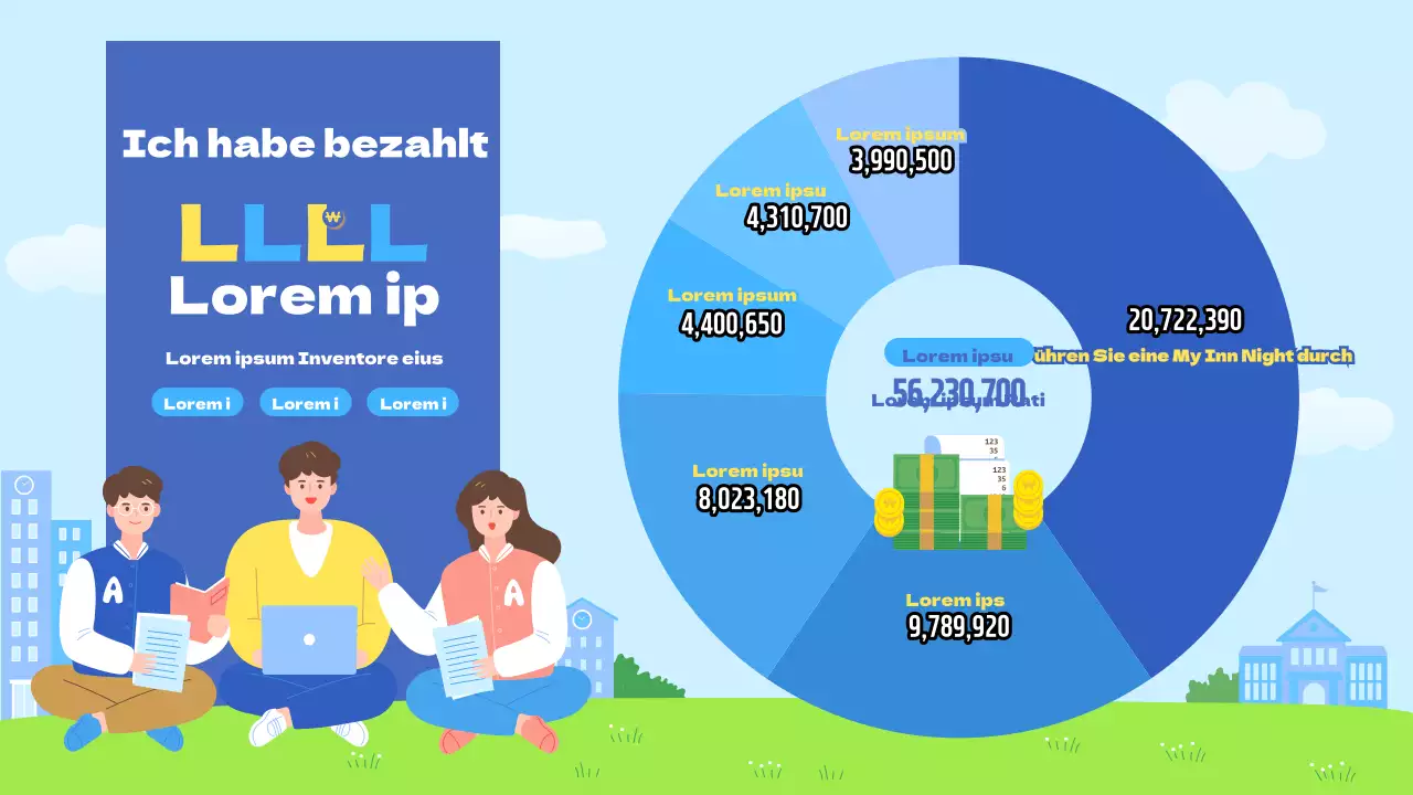Ein hübscher blau-gelber Beitrag über die Verwendung von Studiengebühren