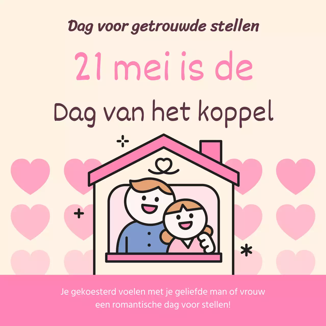 Roze en schattige geïllustreerde inhoud voor een paar