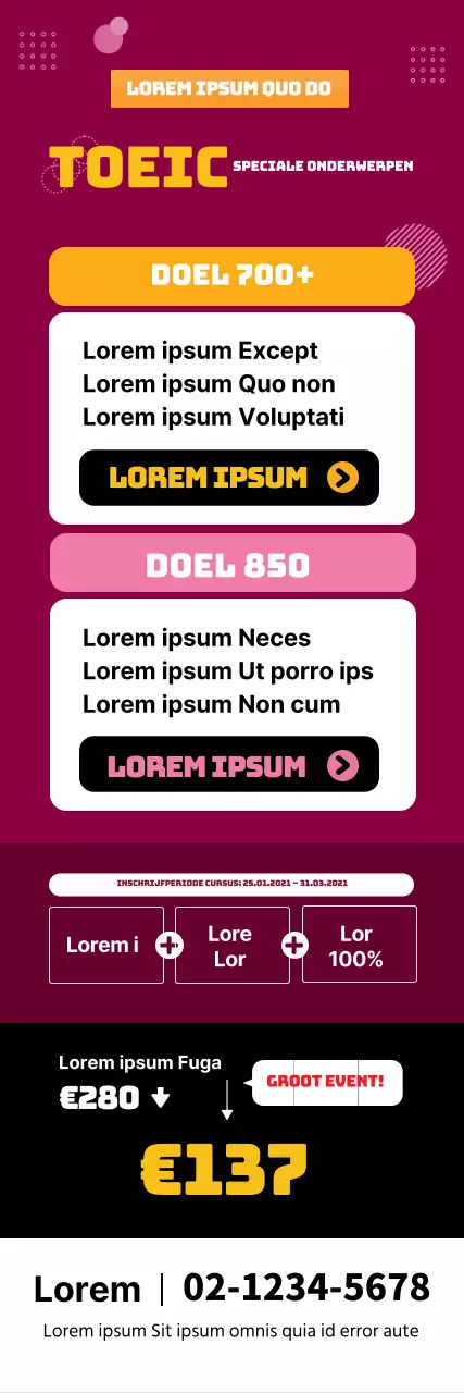 Rode tekst benadrukt Netjes en opgeruimd TOEIC speciaal evenement Schoolpromotie