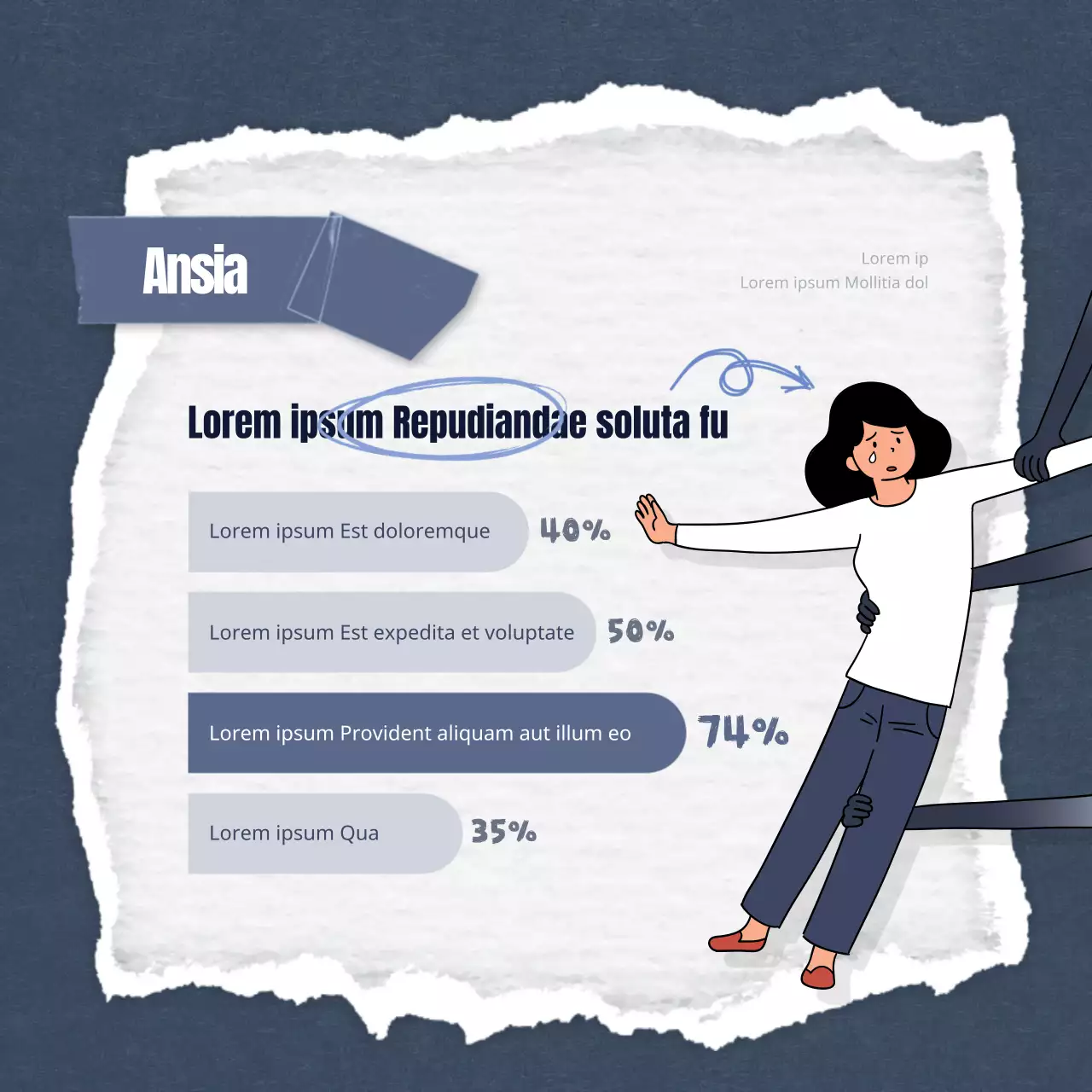 Promuovere un centro di consulenza minimalista, blu navy e grigio, a due a due.