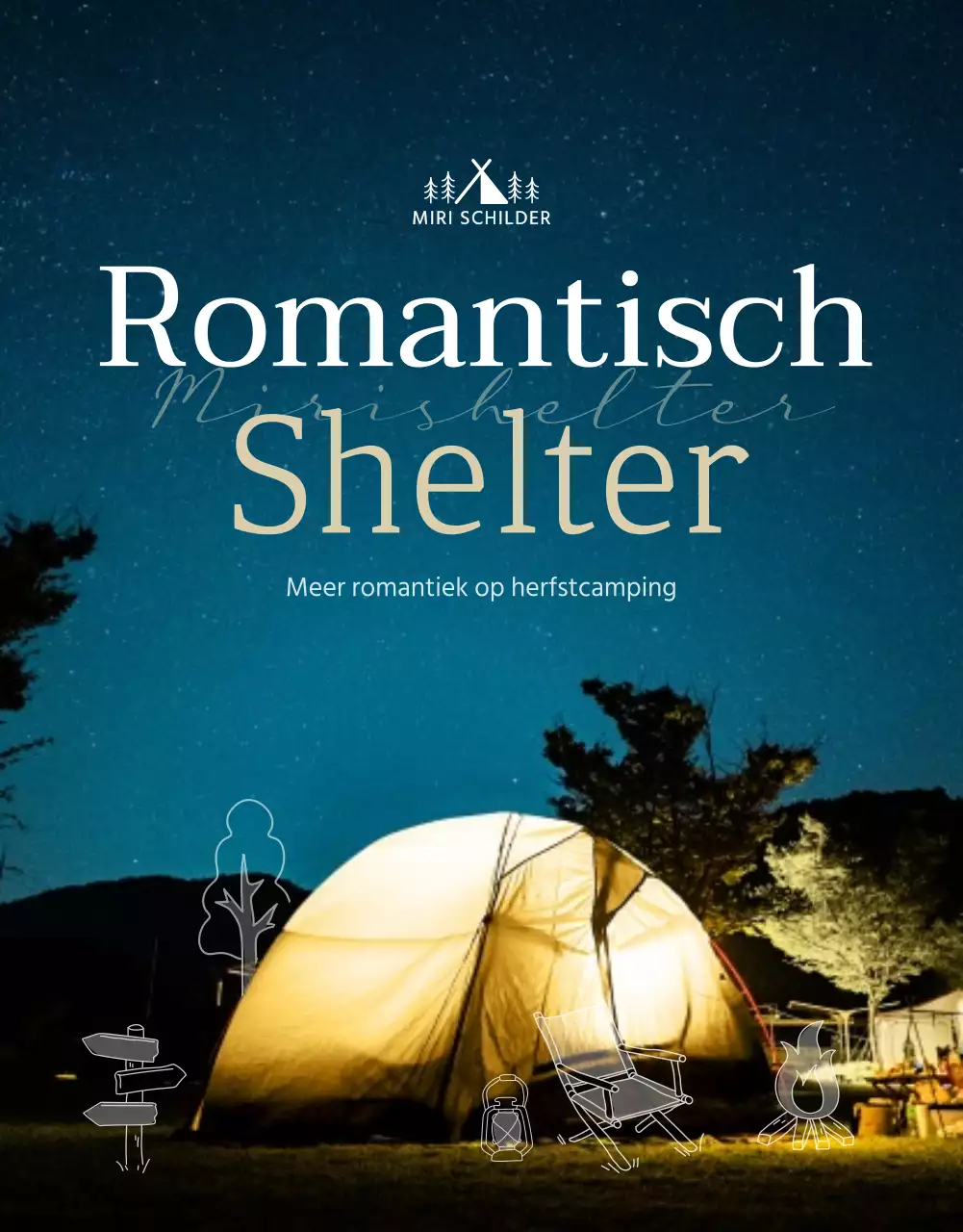 Emotioneel kampeerconcept in marineblauw en beige