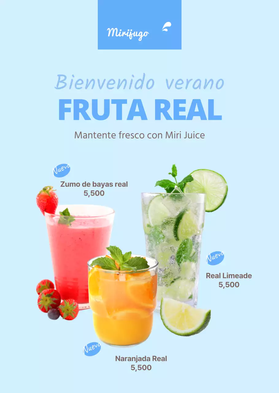 Cartel transparente para un café publicitario de bebidas refrescantes de verano
