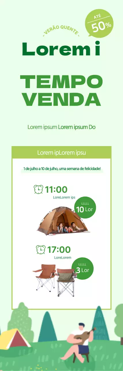 Faixa de venda de campismo verde-limão