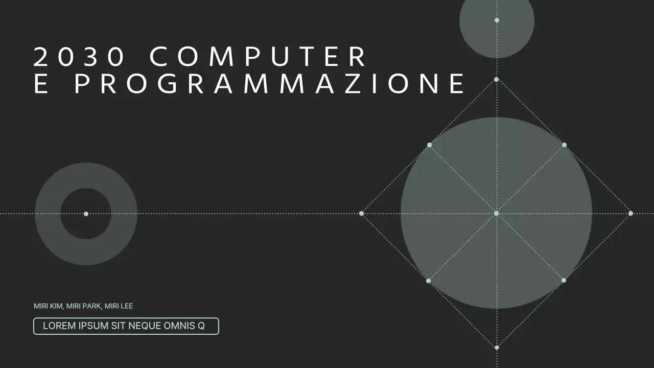 Presentare una panoramica pulita del progetto con grafica in nero e menta