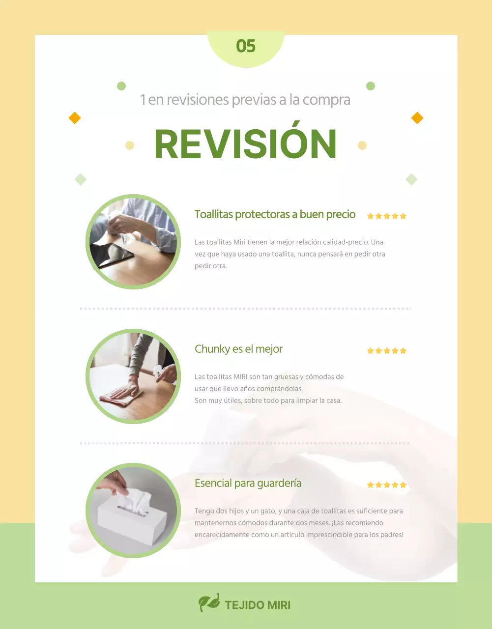 Toallitas simples amarillas y chartreuse explicadas