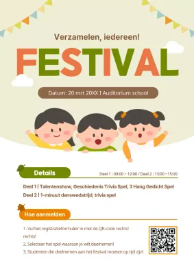 Een gids voor een schattig oranje en groen geïllustreerd conceptfestival