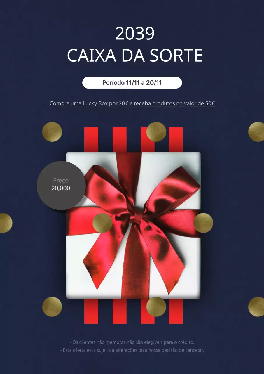 Promova um evento Lucky Box com classe com caixas de presente azul-marinho e vermelho