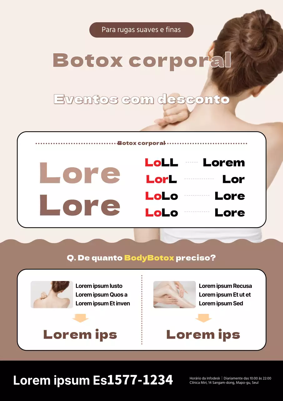 Cartaz promocional de cirurgia plástica em castanho e retrato simples