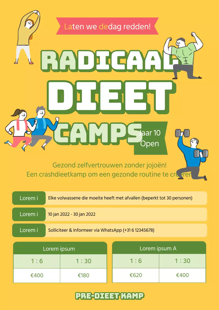 Geel en groen geïllustreerde dieetpromotie