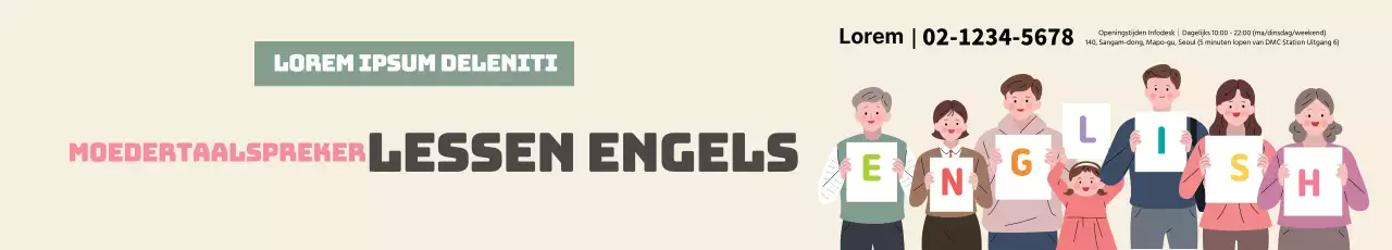 Roze Illustratie Nette Engelse Taalschool Promotie