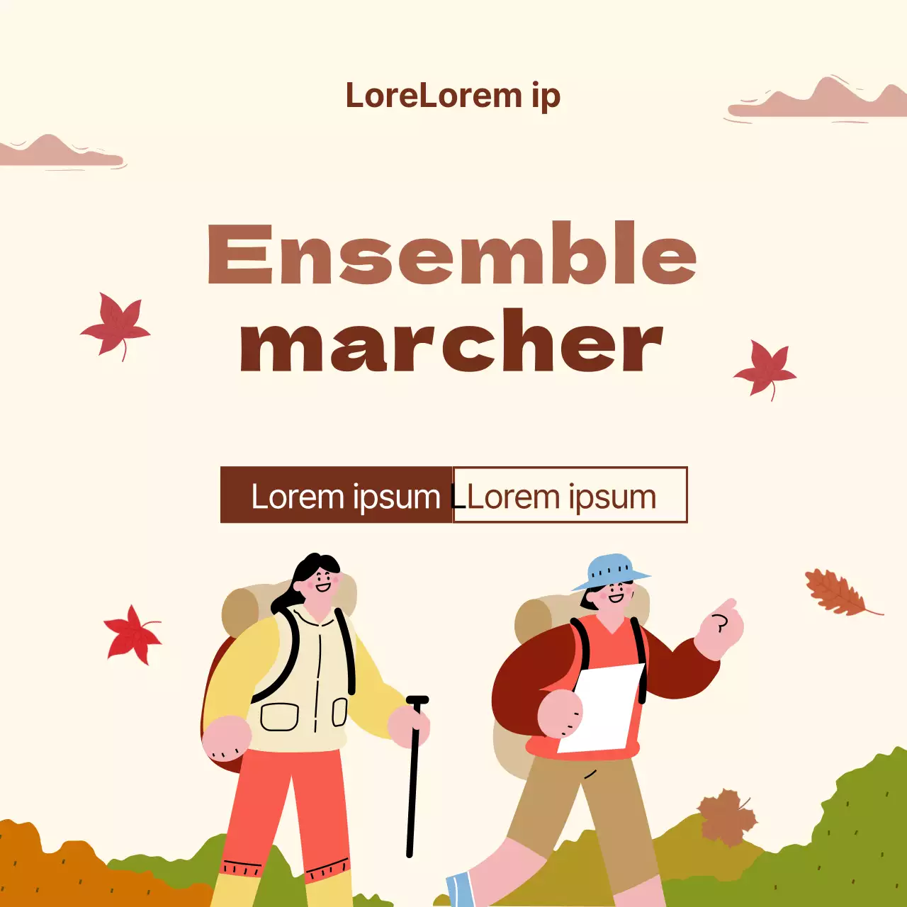 Festival d'automne Randonnée pédestre Guide de l'événement Template en beige et marron