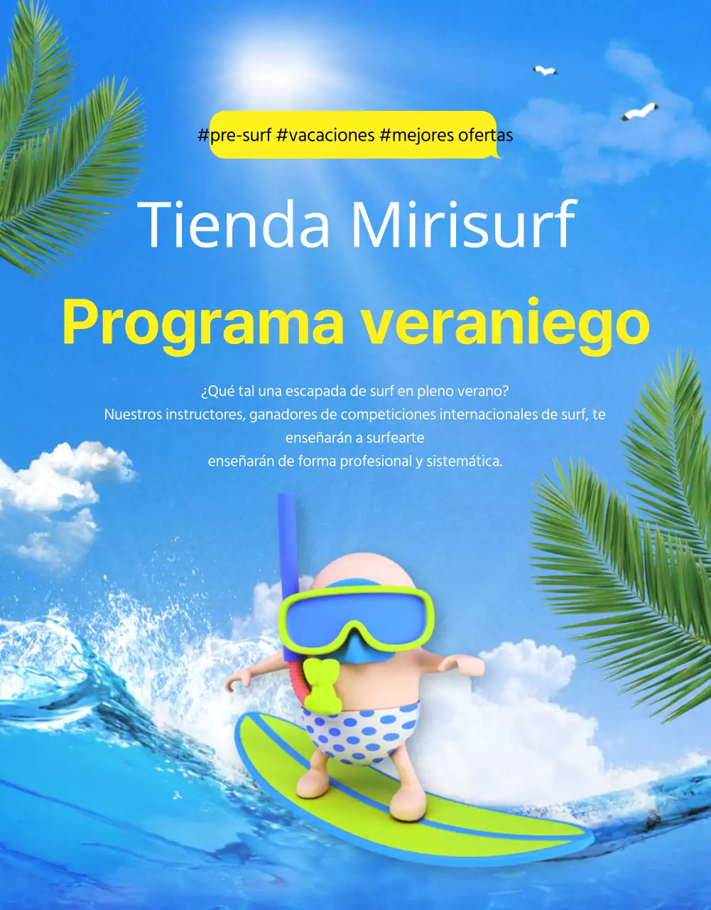 Detalles surferos en azul y amarillo