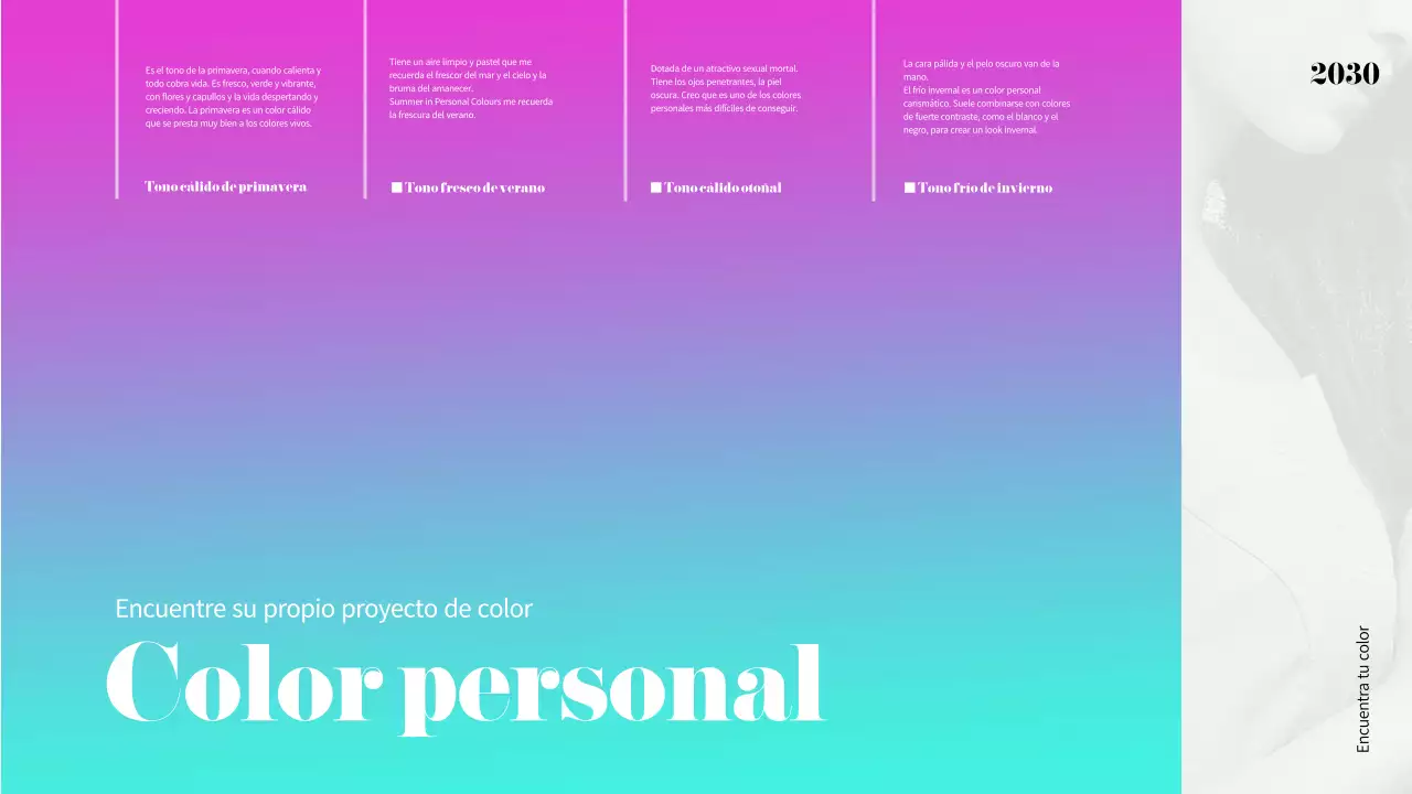 Un arco iris de colores personales para las presentaciones