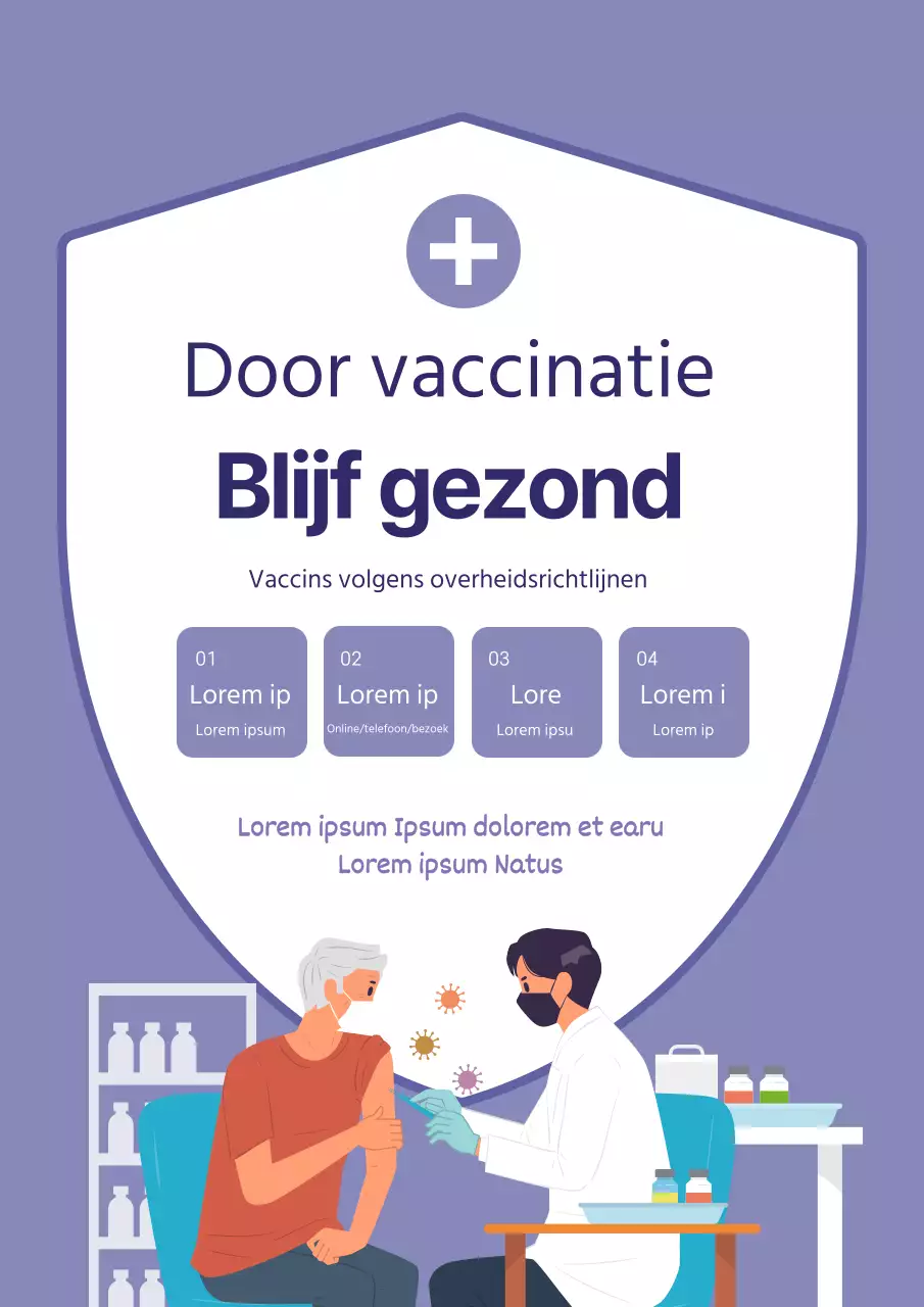Schone vaccinpromotie met paarse illustraties