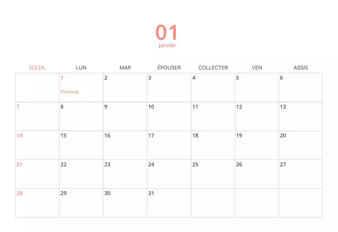 Calendrier de bureau illustré vert sur le thème de la famille