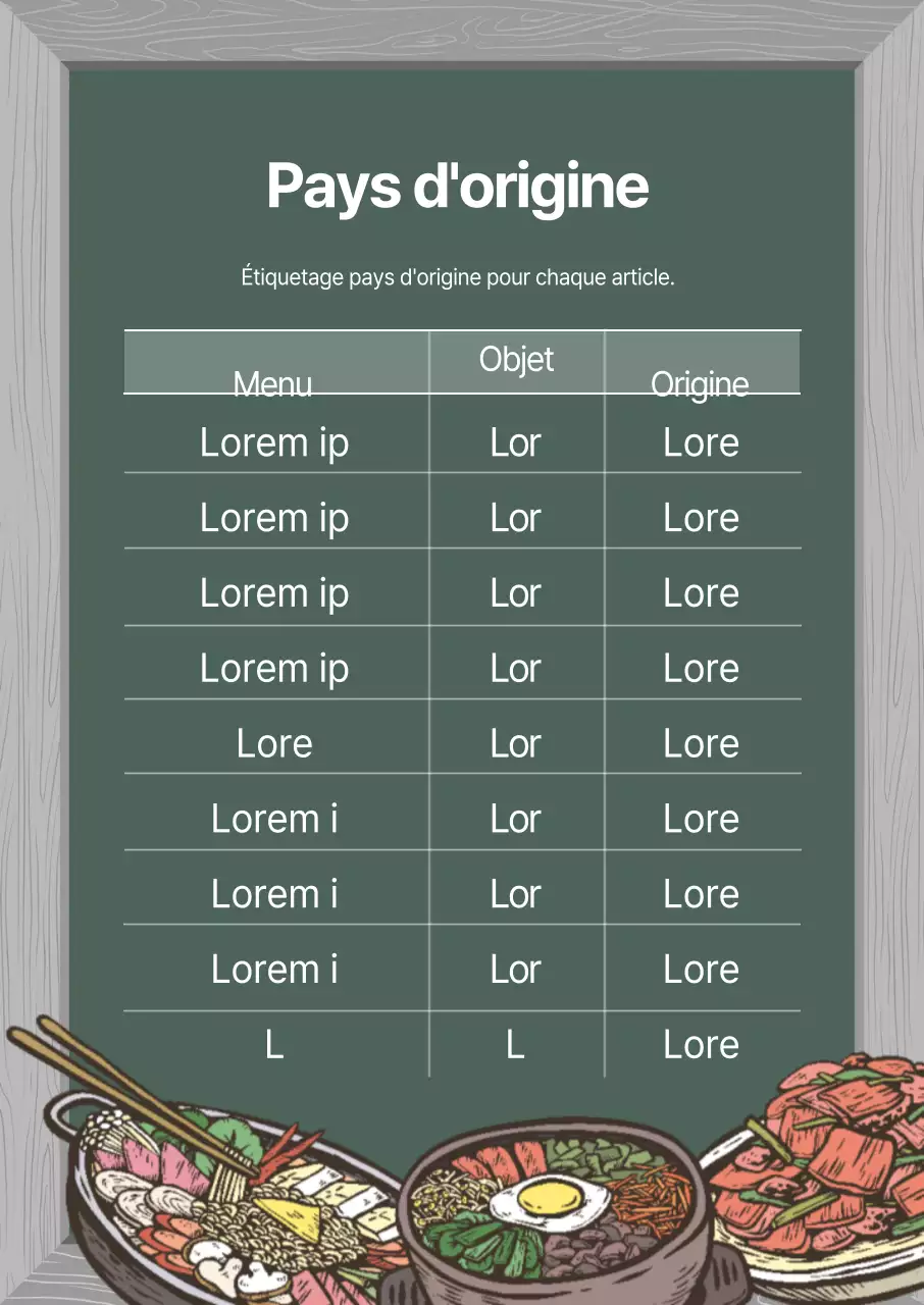 Illustration verte de l'enseigne du pays d'origine d'un restaurant vintage