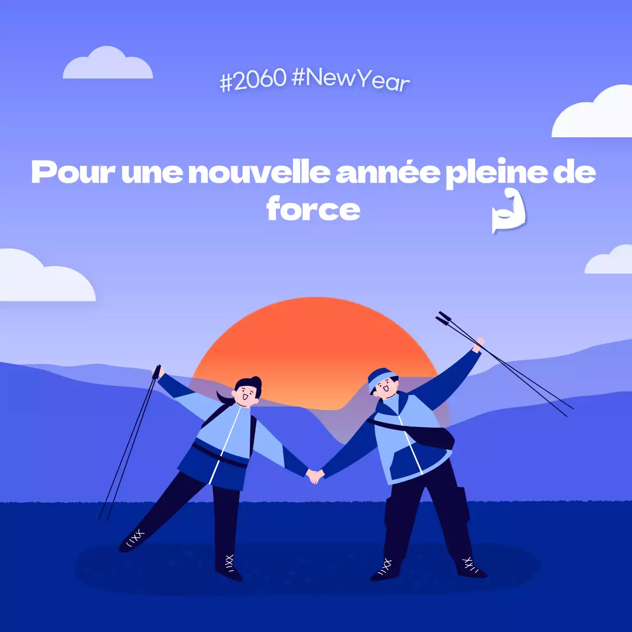 Une bonne santé pour la nouvelle année en bleu et orange