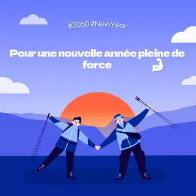 Une bonne santé pour la nouvelle année en bleu et orange