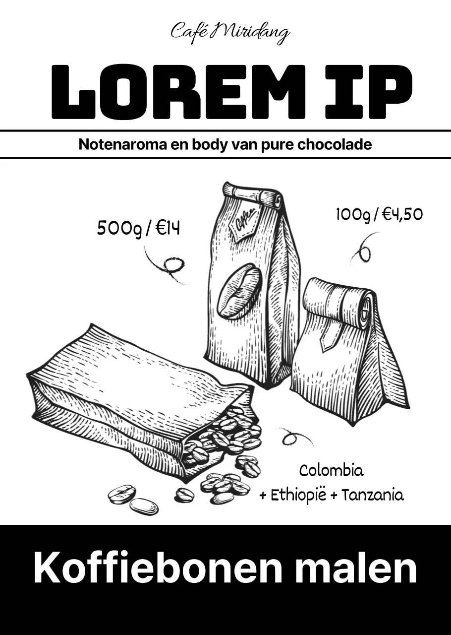 Zwarte koffiebonen in neutrale stijl