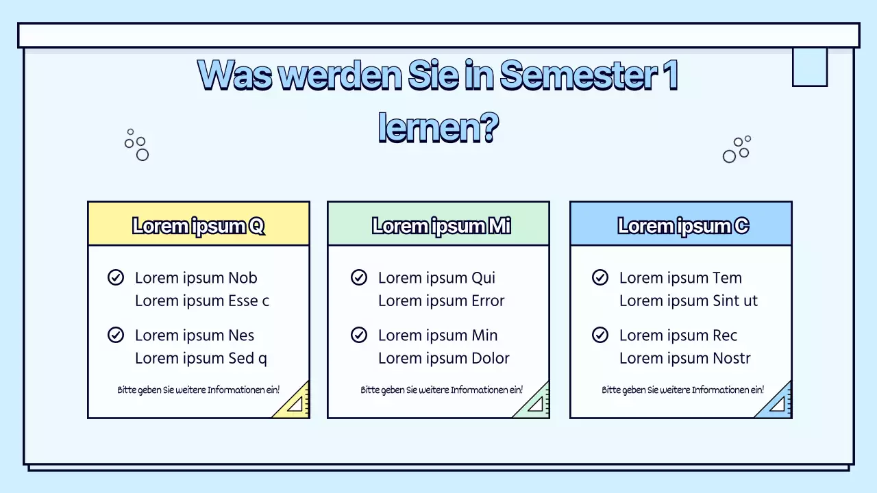 Agenda für das wissenschaftliche Studienkonzept