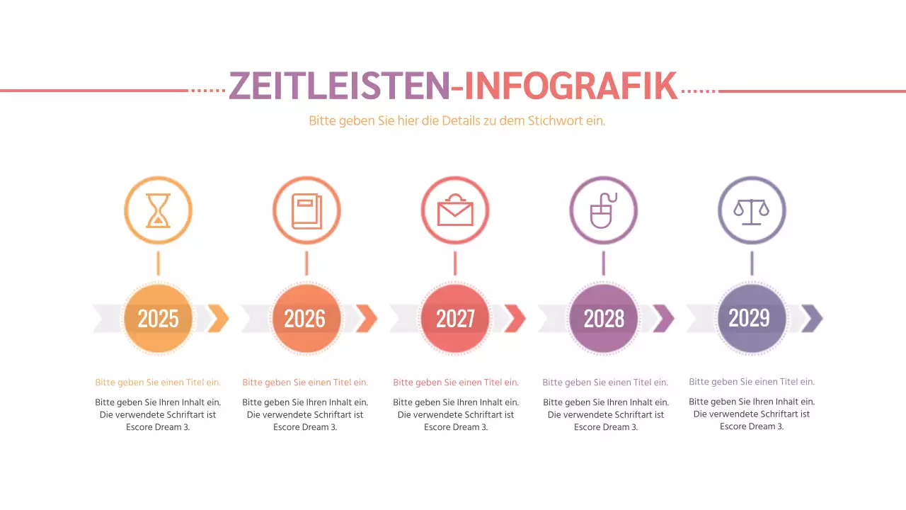 Gradient Zeitleiste 5 Schritte Infografik Business Firmengeschichte