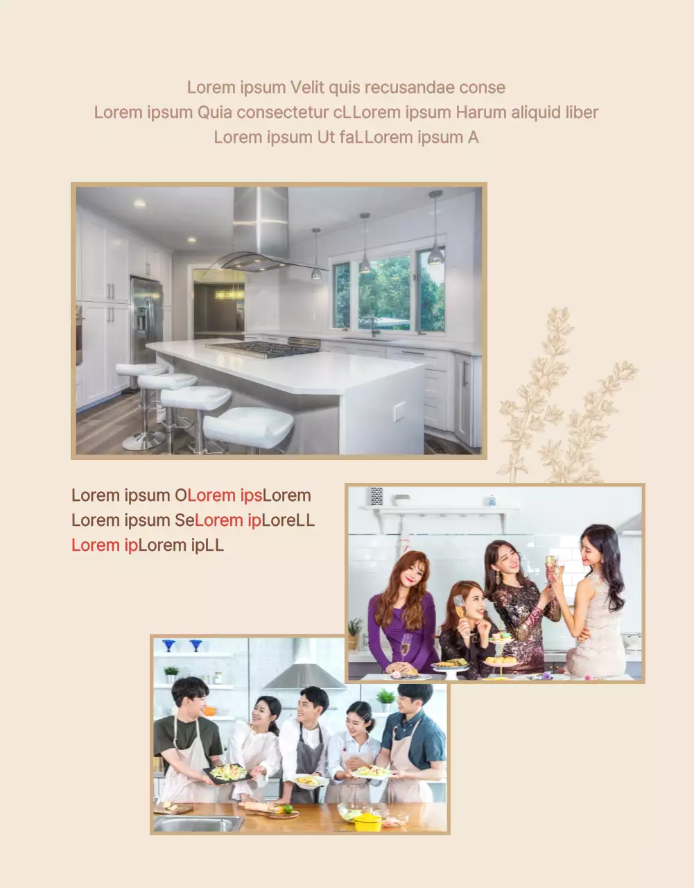 Deux modèles dans des tons beiges doux Guide de réservation d'une cuisine commune et d'une location de salle de fête