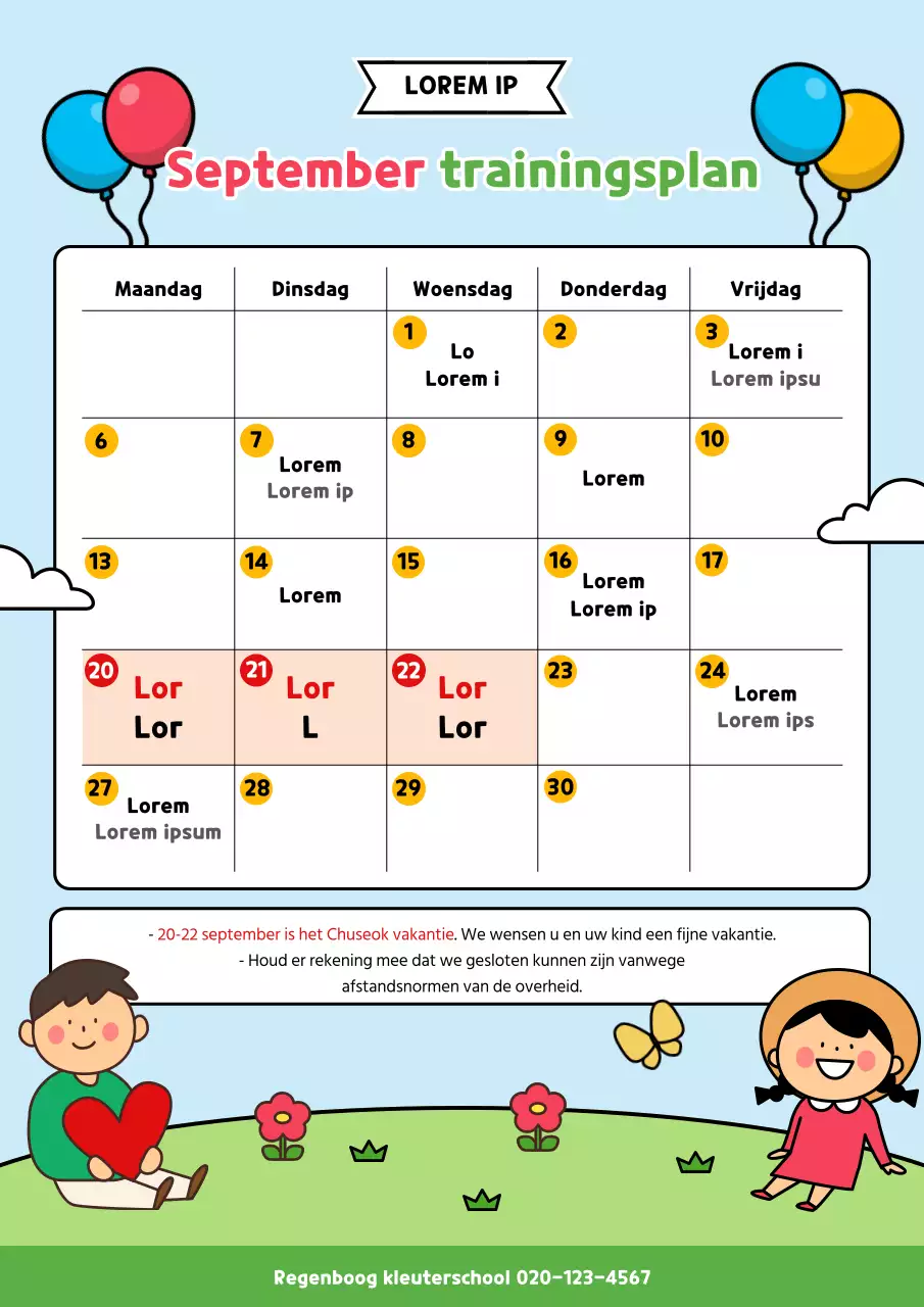 Een leuk maandelijks lesplan voor kinderdagverblijven