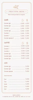 Cartel de menú de cafetería moderna