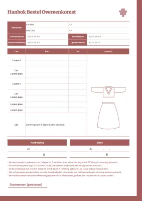 Bruin traditioneel en eenvoudig zakelijk hanbok bestelcontract