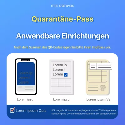 Blaue einfache Quarantäneausweise für Einrichtungen