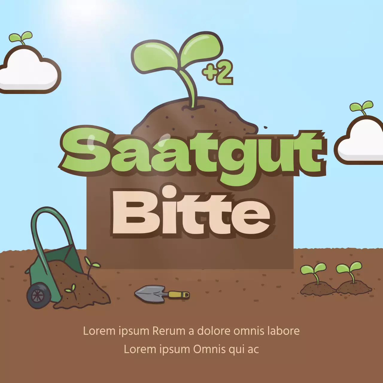 Knospe, Illustration, Tag der Laube, Baum, Erde, Dung, Wolken, Himmel, Sonnenlicht, Sonnenschein, Schaufel, Briefpapier, Titel, Titel, Blume, Banner