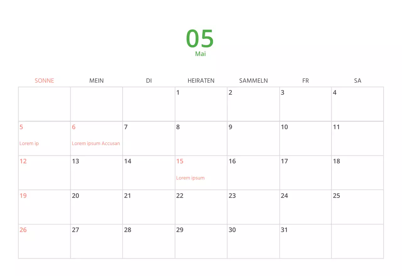 Niedlich illustrierter grüner Tischkalender mit Familienthemen