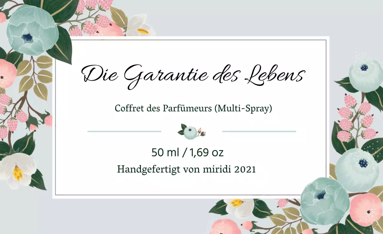 Vintage-Parfüm-Etikett mit blauer Illustration