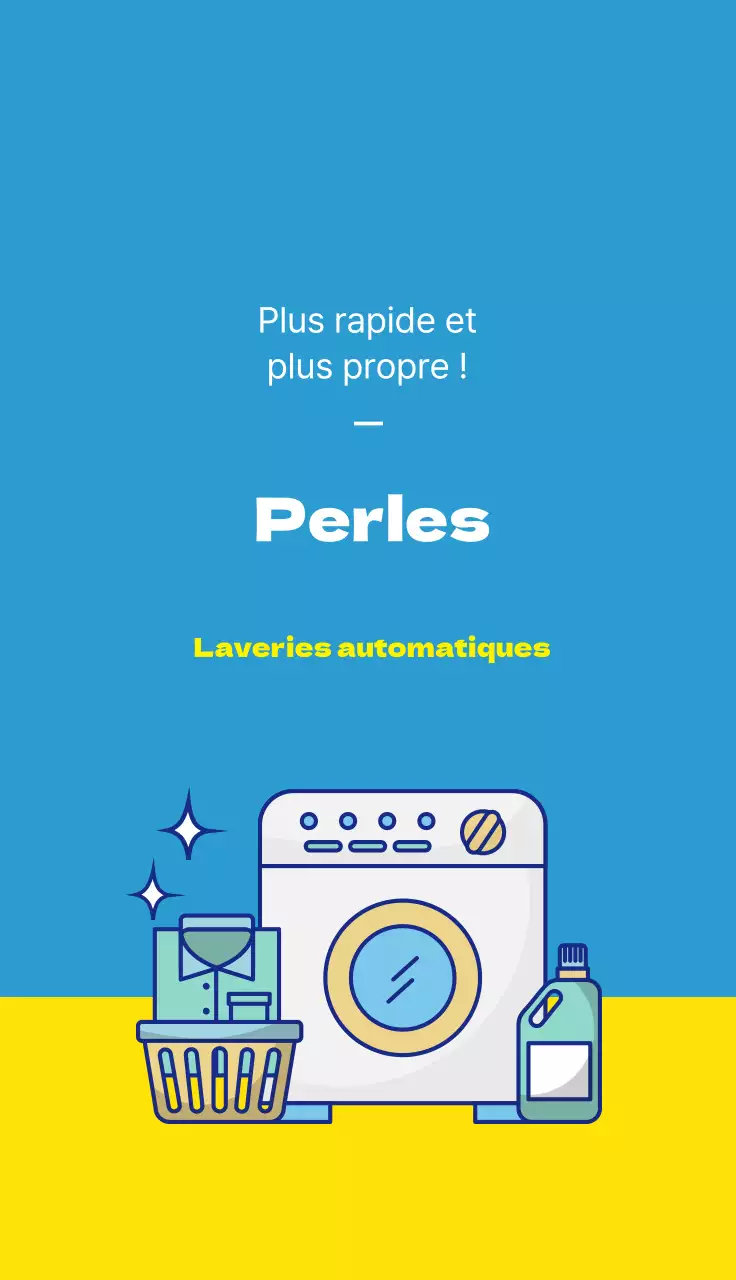 Illustration bleue et jaune promouvant la propreté du linge