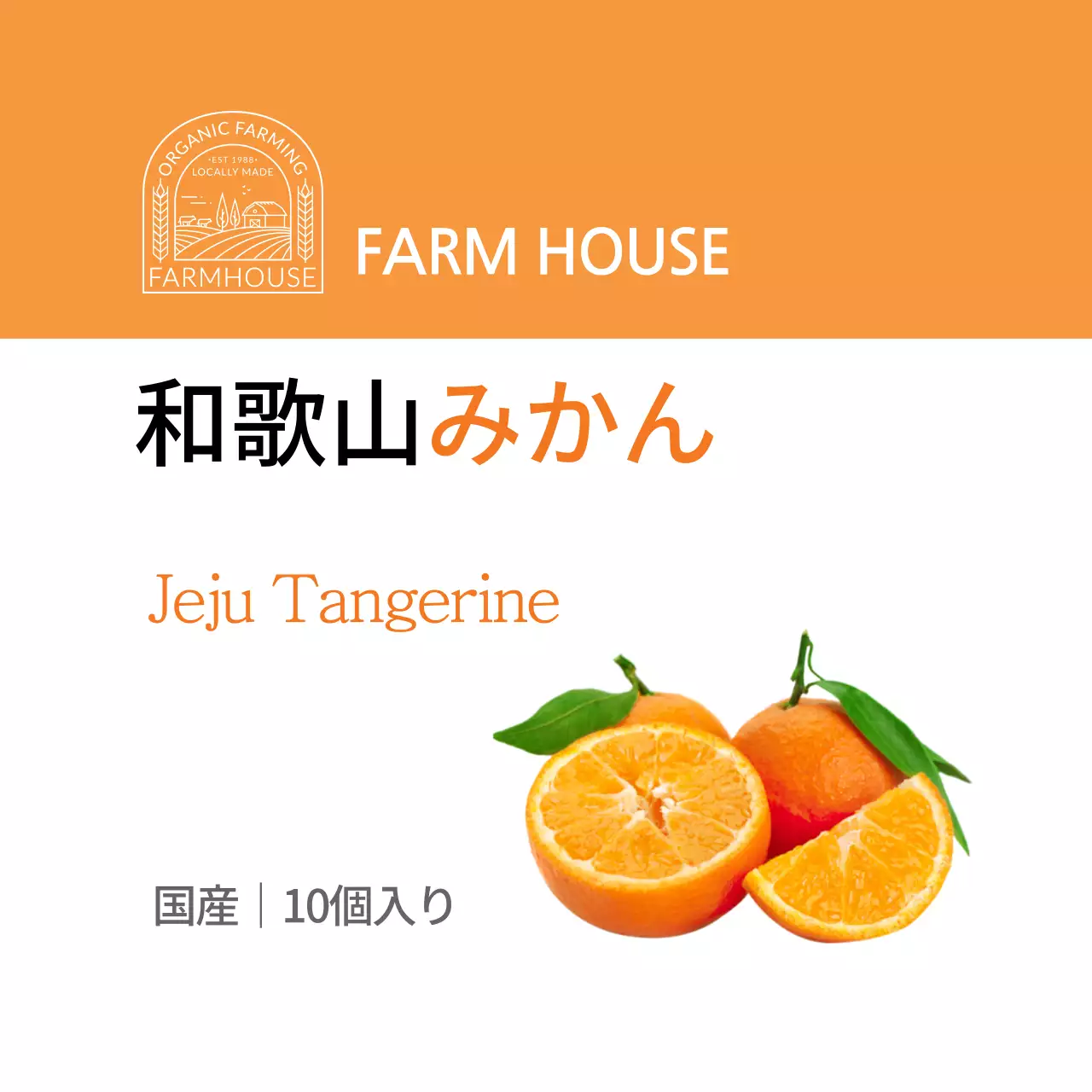 オレンジ色のシンプルな済州みかんラベルステッカー