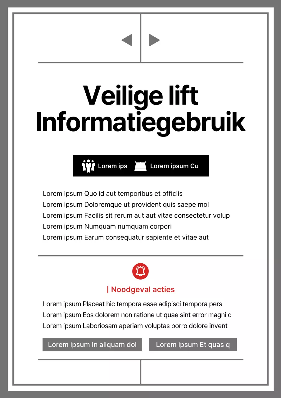 Een strak zwart-wit liftbord in de vorm van een lift
